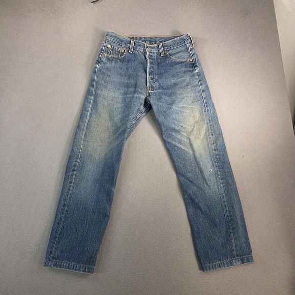 Vintage Levis 501 Jeans Mens Blue Denim Button Fly Straight USA 90s Fits 28x28